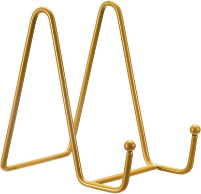 uxcell 2Pcs 4.3 Inch Iron Plate Stand for Display, Decorative Easel Holder for Picture Photo Book, Gold
