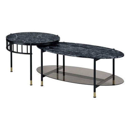 Acme Furniture 2 Piece Oval Nesting Coffee Table, Black