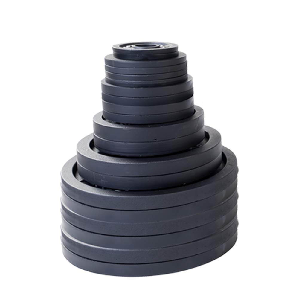 Body-Solid (OSB455) Cast Iron Olympic Weight Plate Set, Free Weights Dumbbell Plates with 2 Inch Standard Hole for All Olympic Barbell Types, 455 lb Total Weight Sets, Black