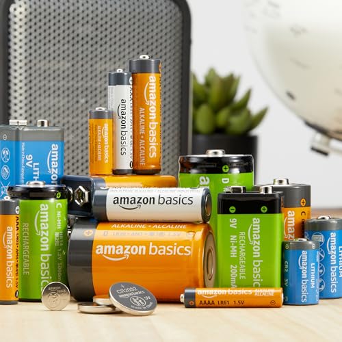 Amazon Basics 4-Pack 9V Alkaline Batteries, 5-Year Shelf Life - for Smoke/CO Detector, Electronics & Audio