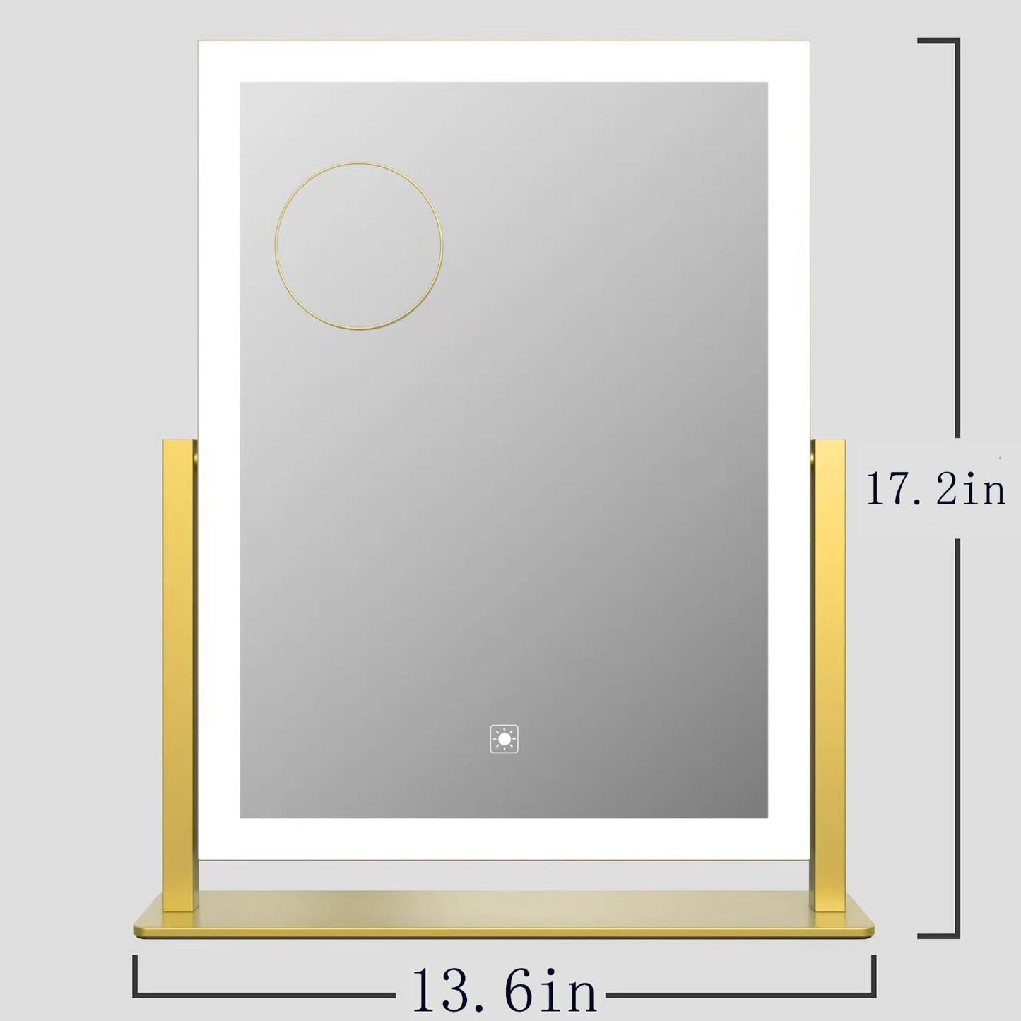 Lighted Makeup Mirror, 17.2"x13.6" Hollywood Vanity Mirror with Lights, Three Color Modes, Smart Touch Control, 360°Rotation,with 5X Magnifying Glass