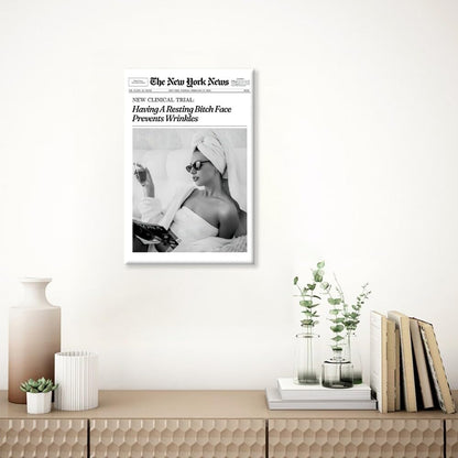 Generic 8x12inch style-2 Framed Hot Girls Drinking Champagne New York News Trendy Newspaper Canvas Print Wall Art Bar