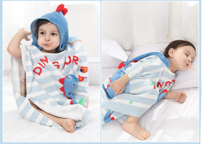 1-4 Years/Height:33.4"-43.3") TONWHAR Kids Bath/Pool/Beach Hooded Poncho Towel-Cartoon Animal Pattern Cotton Beach