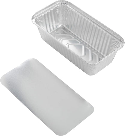 Juvale 50 Pack Aluminum Foil Disposable Loaf Pans: 2 lb with Lids for Baking Bread, Heating, Storing Food