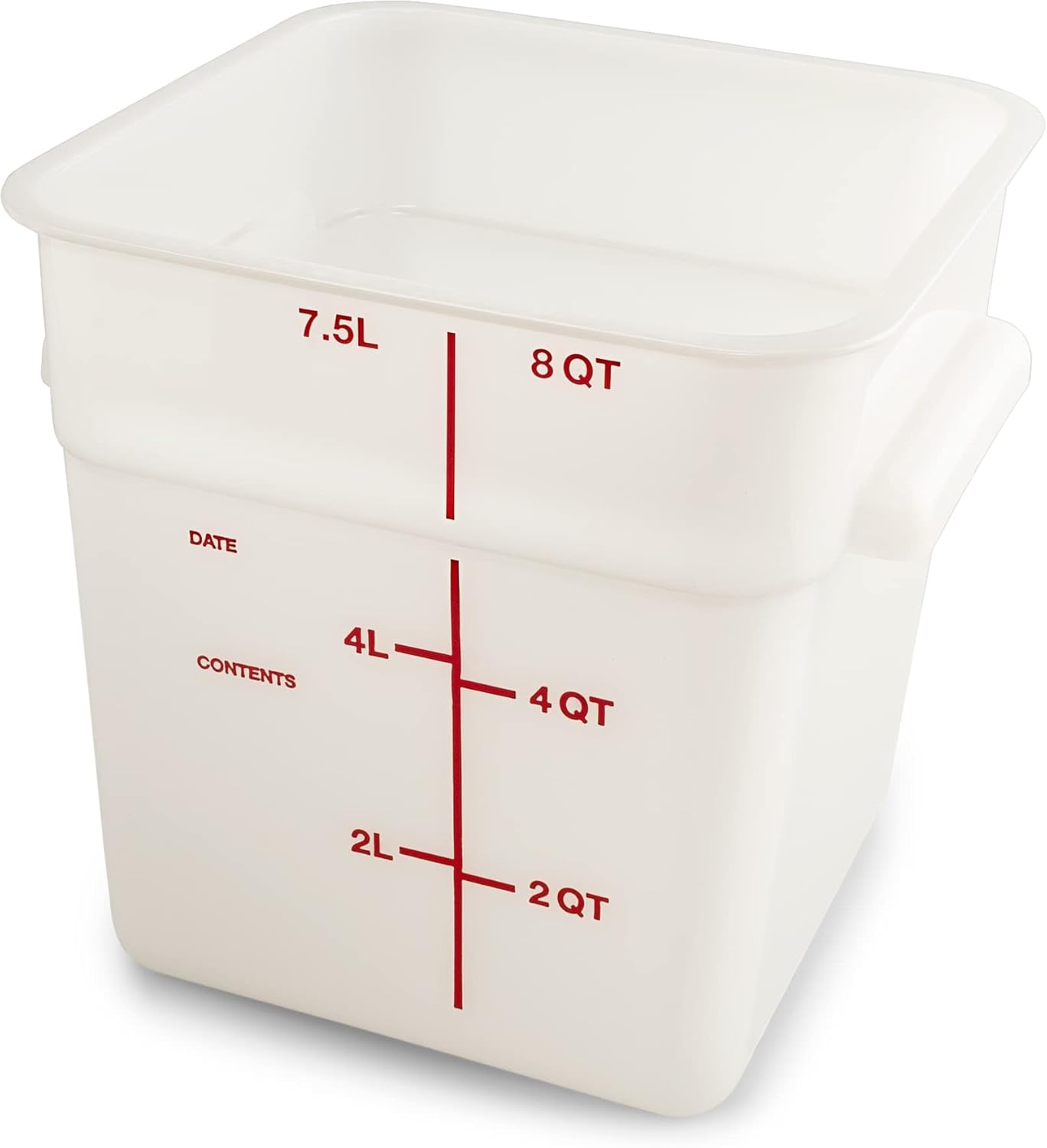 Carlisle FoodService Products Square Food Storage Container, 8 Quarts, Stackable Design for Catering, White