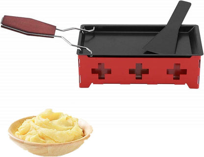 Cheese Raclette Non Stick Stretchable Baking Tray, Iron Metal Grill Plate Accessories for Cheese Melting, Red Hob