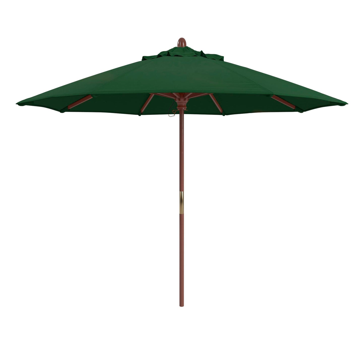California Umbrella 9' Premium Commercial Hardwood Patio Umbrella, Manual Lift With Pacifica Hunter Green Fabric