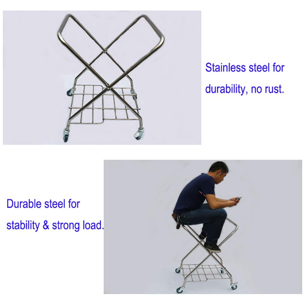 Movable Storage Hand Trucks for Kitchen, Folding Linen Storage Cart for Hotel Lobby Collection, Laundry Sorter Cart for Room Service