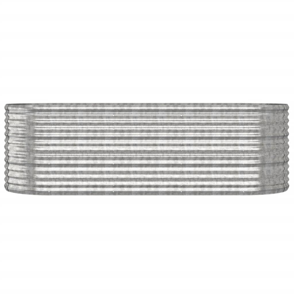Foknhdi 88.2 x 31.5 x 26.8 in Large Oval Raised Garden Bed, Powder-Coated Steel Planter Box, Silver Modern Raised Planter for Patio Balcony Outdoor Vegetables Herbs Flowers