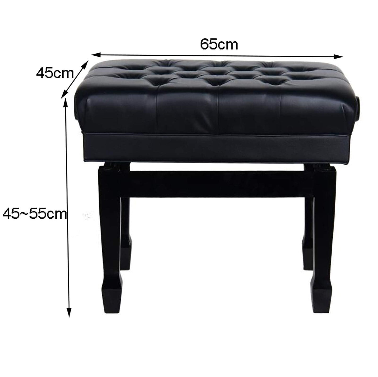 Meiiron Luxury Leather Piano Bench Wooden with Large Music Sheets Storage Compartment, Soft Leather Padded Stool and Solid Wood Frame - 10cm Height Adjustable