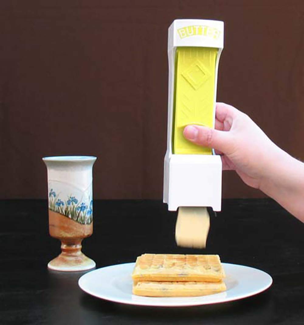 Tao Xiong Simple One Click Stick Butter Cutter - Butter Cheese Cutter - Butter Dispenser to Store Butter for Making Bread, Cakes, Cookies (Yellow)