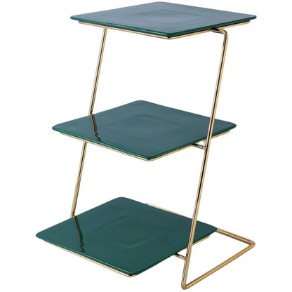AODFDSJH Ceramic Tray Iron Dessert Table Display Stand Afternoon Tea Multi-Tier Pastry