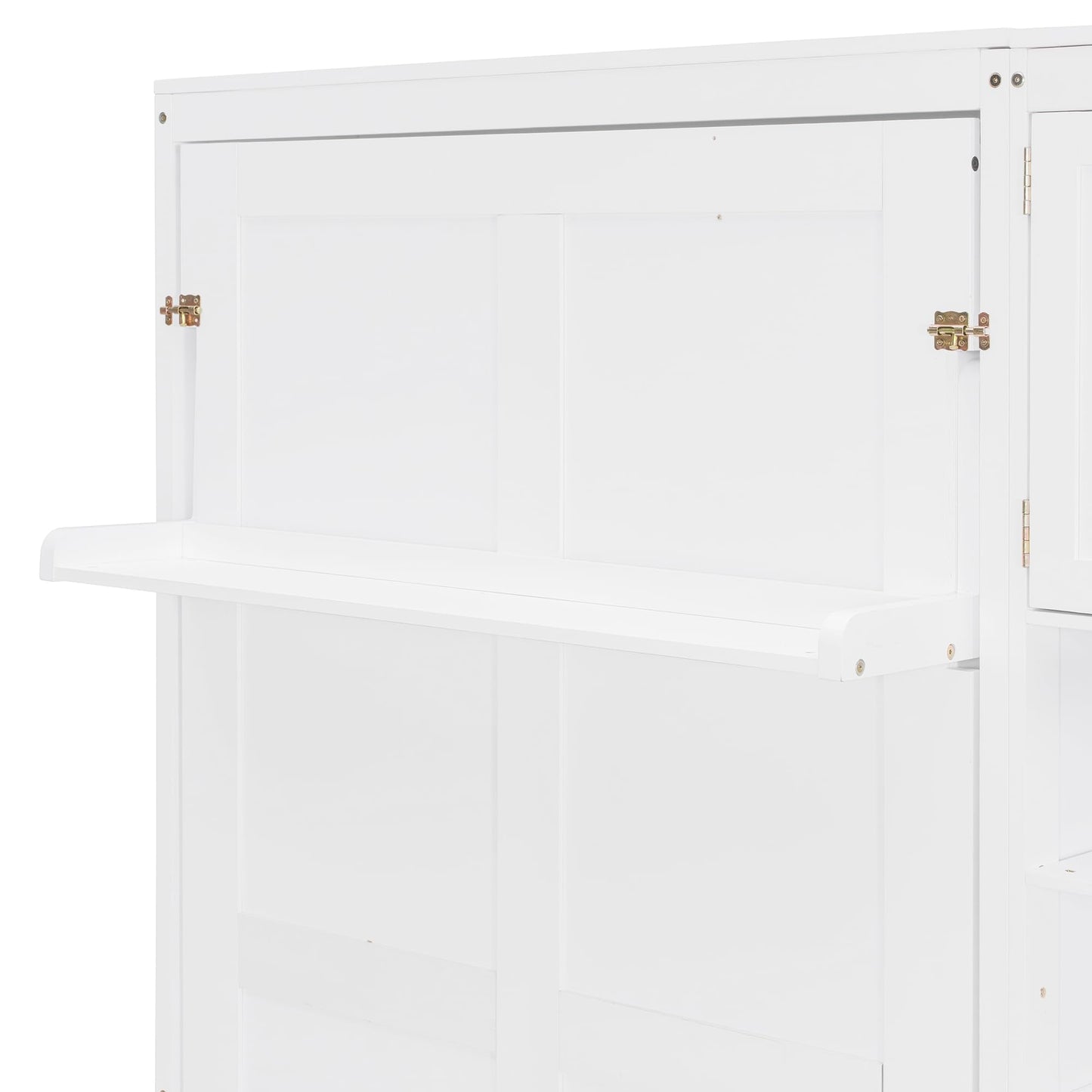Merax 110W Dual Twin Wall Murphy Beds with Cabinets and Shelves,Sleeping Arrangement for Multipurpose Area, Bedroom, Guest Room or Living Room,White