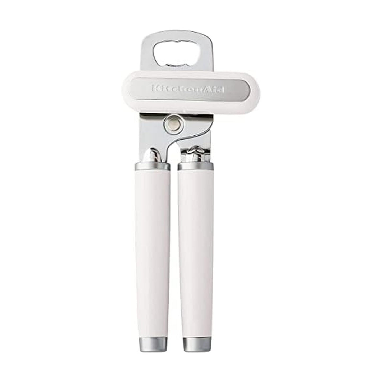 KitchenAid Classic Multifunction Can Opener and Bottle Opener Easy to Use, Razor Sharp Stainless Steel Cutting Wheel, Soft Ergonomic Handles, White
