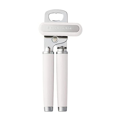 KitchenAid Classic Multifunction Can Opener and Bottle Opener Easy to Use, Razor Sharp Stainless Steel Cutting Wheel, Soft Ergonomic Handles, White