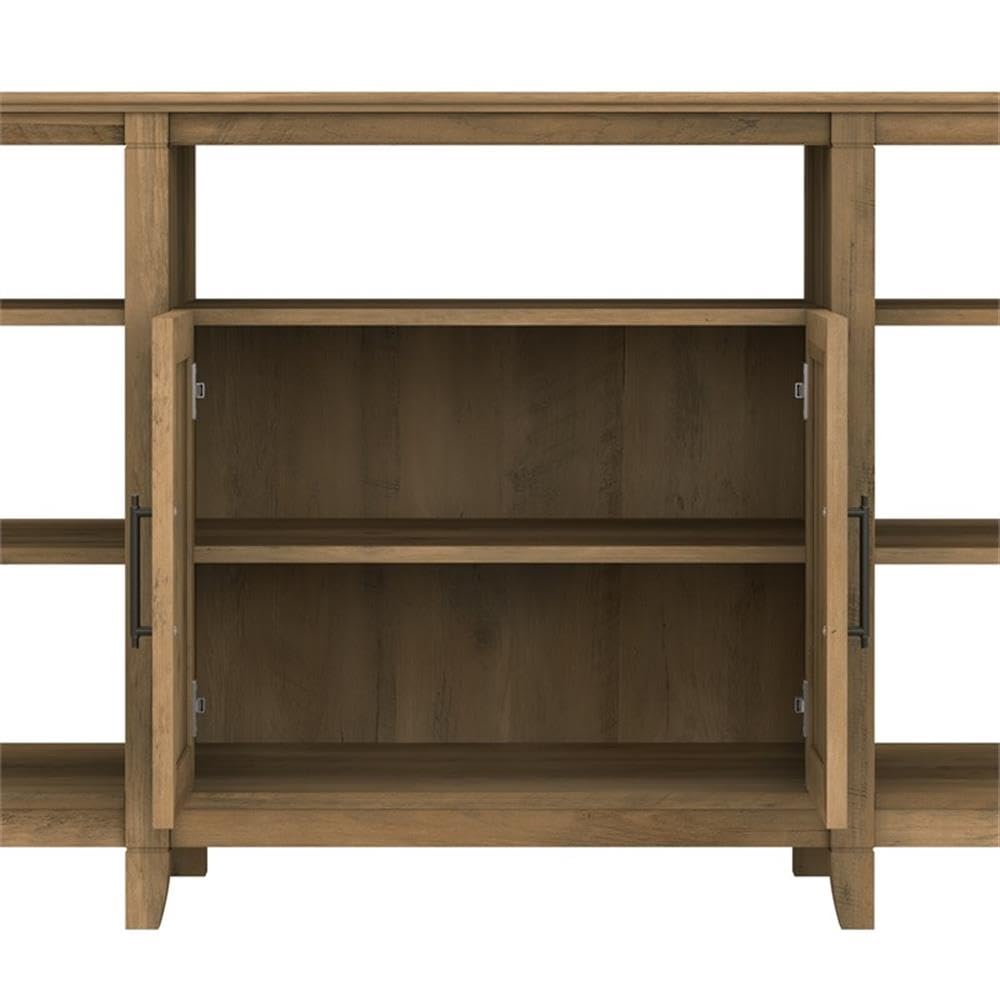 Bush Furniture Key West Tall TV Stand with Set of 2 Bookcases, Farmhouse Entertainment Center for 65 Inch Television, 17D x 60W x 66H, Reclaimed Pine