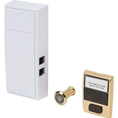 Newhouse Hardware MCHBV Wireless Mechanical Two-Note Chime and Door Button with Built-in Viewer, One Size, White/Brass