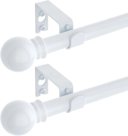 GXOACKJ Heavy Duty Metal Curtain Rod Set - 2 Pack White, 28 to 78 Inch Adjustable Size with Brackets