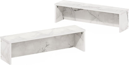 Furinno Helena Kitchen Counter Stackable Organizer Shelf, Set of 2, 23-Inch Marble White