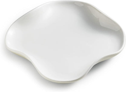 Spoon Rest, Spoon Holder for Stove Top, Farmhouse Kitchen Decor Rack for Multiple Utensils, White, Ruffled Edge