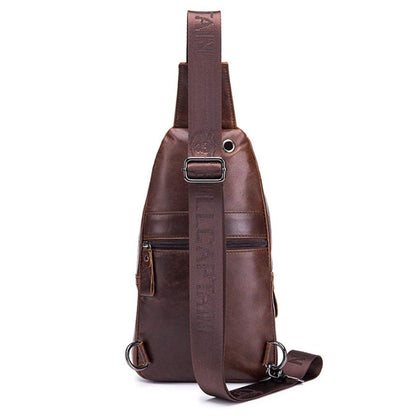 Xieben Vintage Leather Sling Chest Bag Crossbody Pack for Men Women Travel Outdoor Shoulder Pack Backpack Daypack