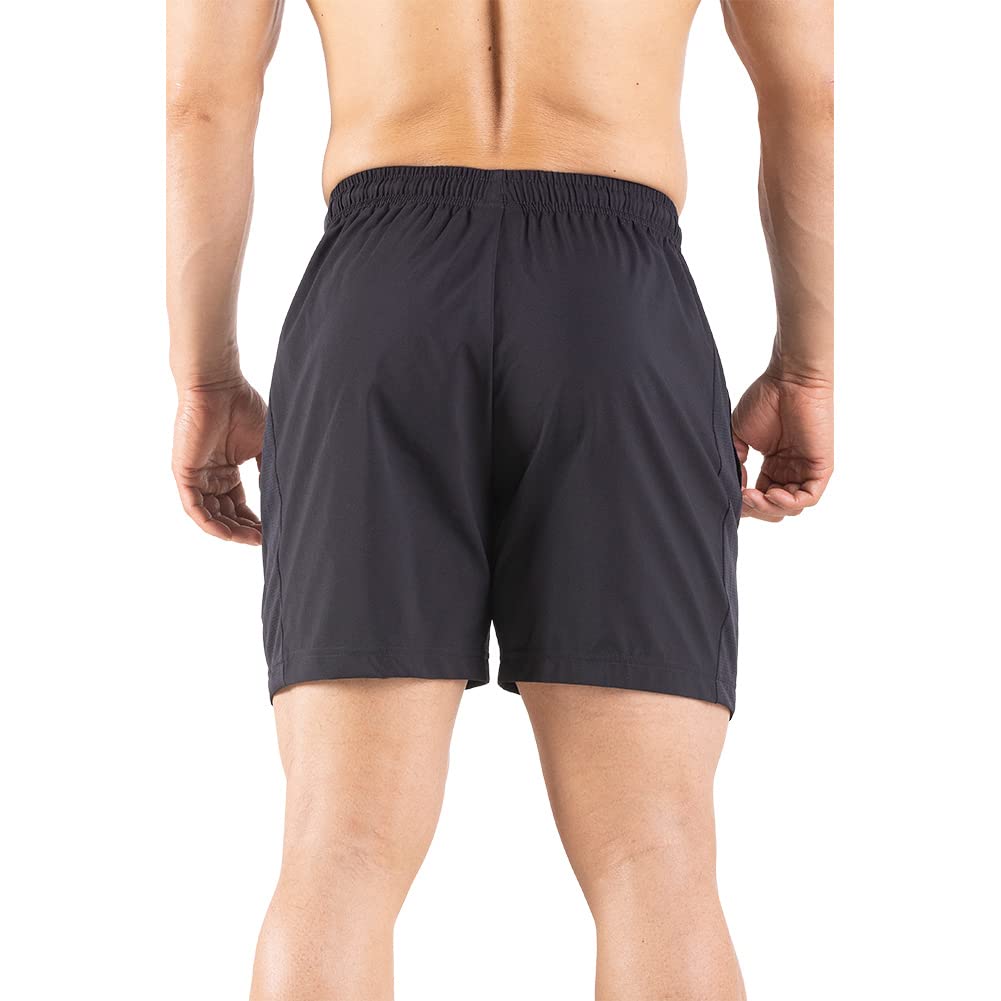Gaglg Men's 5" Running Shorts 2 Pack Quick Dry Athletic Workout Gym Shorts with Zipper Pockets Black/Green,X-Large