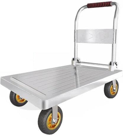 Heavy Duty Platform Truck Cart, Flatbed Cart Folding Hand Trucks, 2200lbs, with 6" Swivel Casters, for Loading and Storage Garage Warehouse Moving Truck