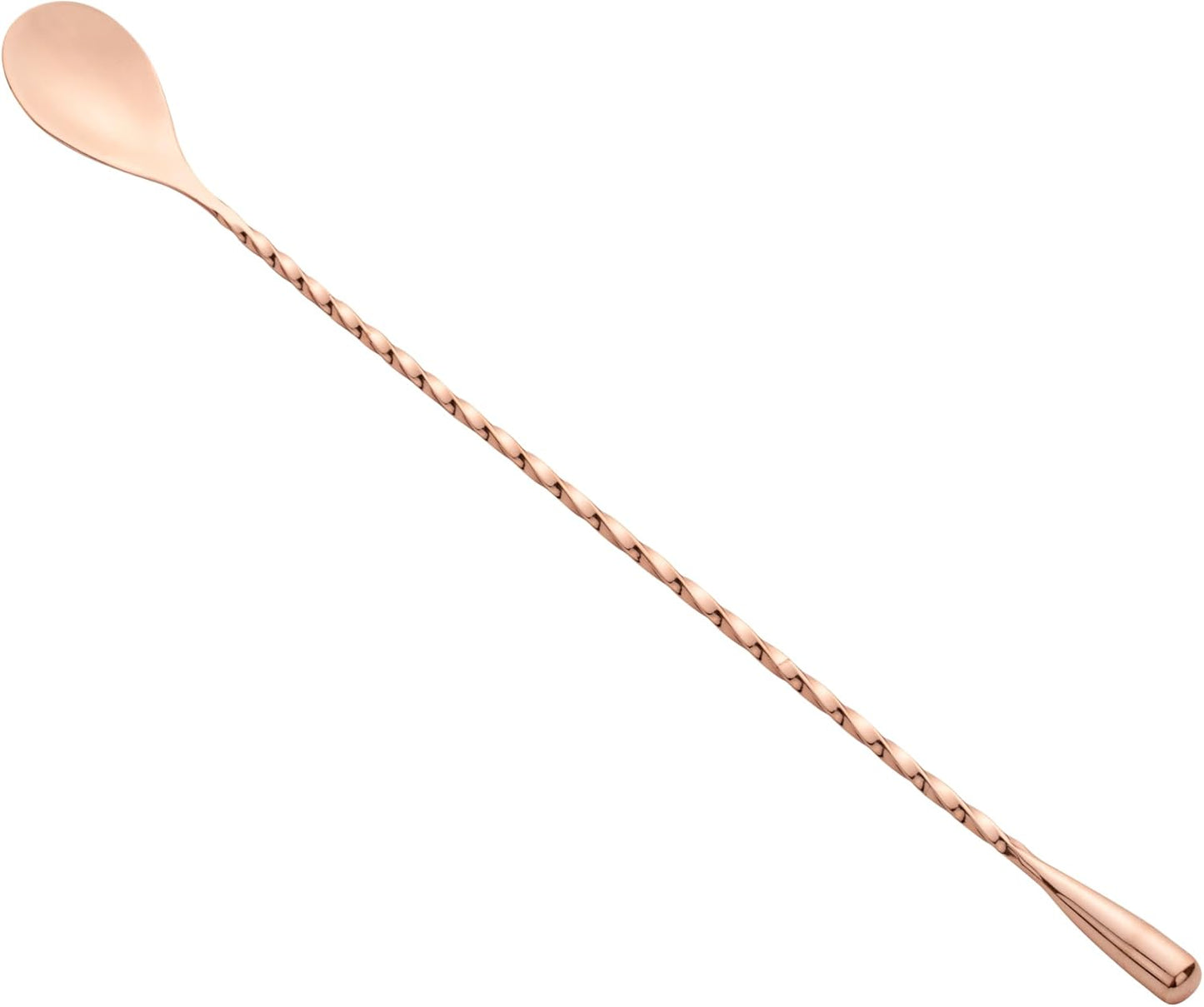 Restaurantware Bar Lux 12 Inch Bar Spoon, Corkscrew Handle Cocktail Stirrer Spoon, Copper-Plated Stainless Steel