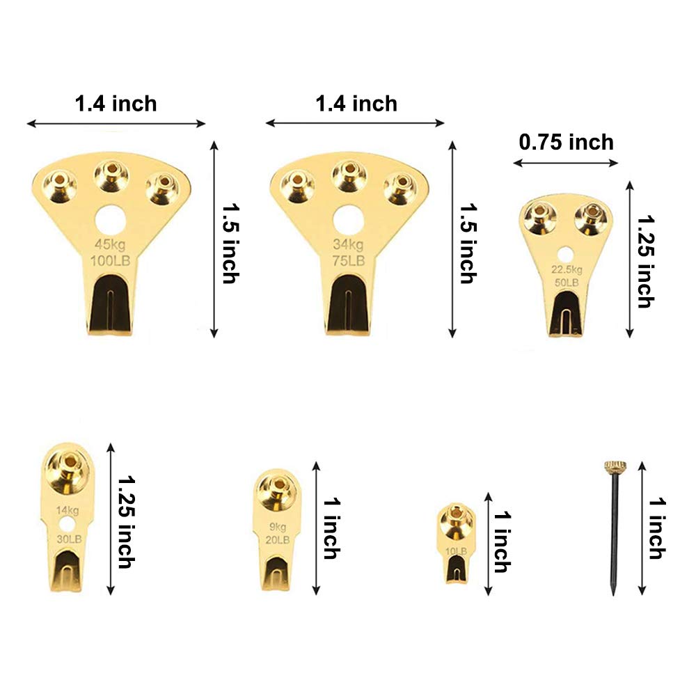125 Pcs Heavy Duty Picture Hanging Kit With Nails for Wooden/Drywall - Professional Hangers for Canvas, Office Pictures, Clock, House Decoration - Holds 10-100 lbs
