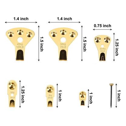 125 Pcs Heavy Duty Picture Hanging Kit With Nails for Wooden/Drywall - Professional Hangers for Canvas, Office Pictures, Clock, House Decoration - Holds 10-100 lbs