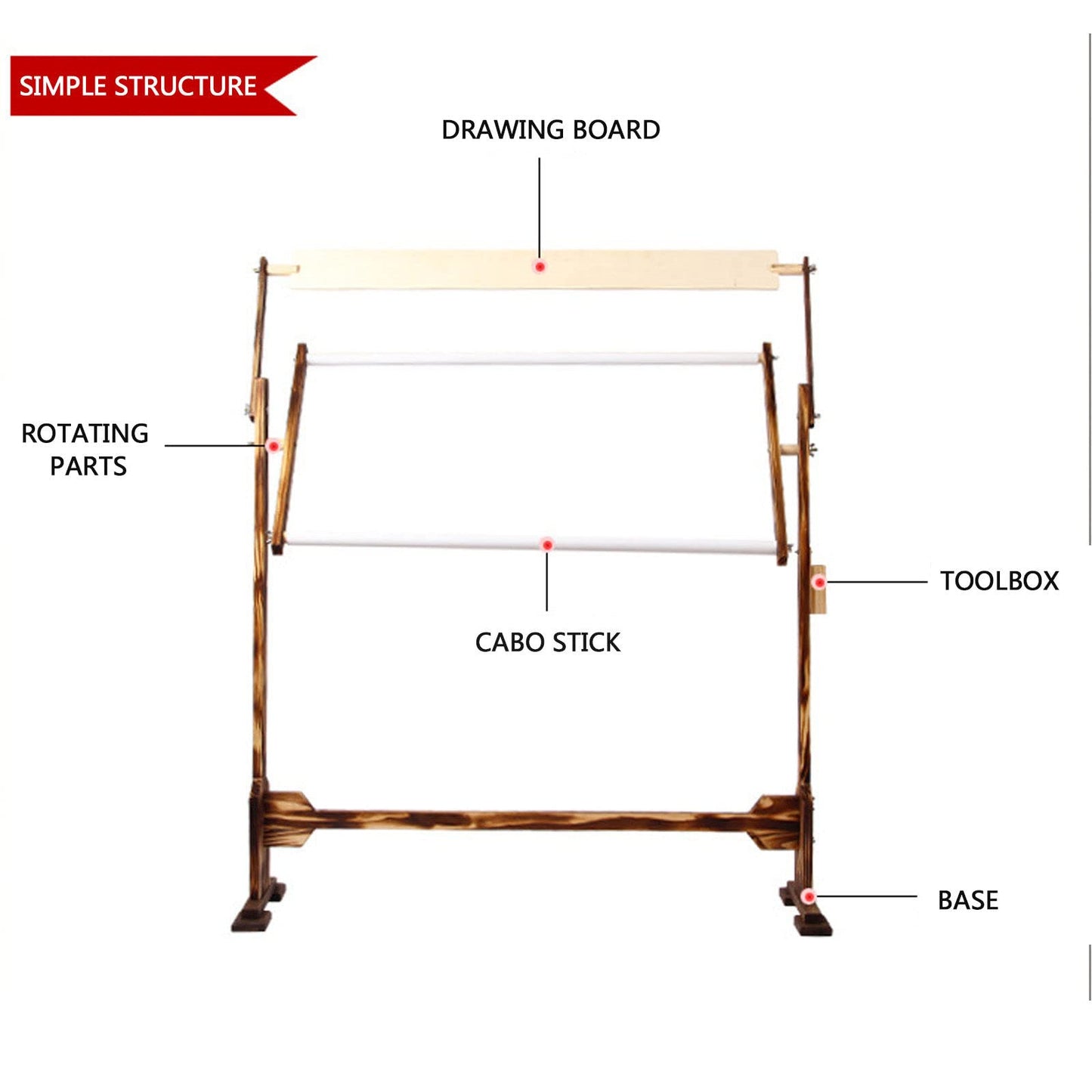 Adjustable Cross Stitch Frame with 360° Rotatable Stand, 5 Height Settings, Pine Wood Tapestry Holder for Needlepoint & Embroidery Projects