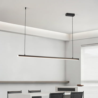 Black long chandelier, dining room light, Nordic modern minimalist style, office, long bar counter, kitchen light, color temperature adjustable from 3000K to 6000K, LED chandelier, 70.87 inches