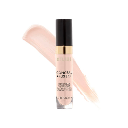 Milani Conceal + Perfect Longwear Concealer Full Coverage Infused with Hyaluronic Acid & Vitamin E, Cover Dark Circles, Blemishes & Skin Imperfections for Long-Lasting Wear - Light Nude