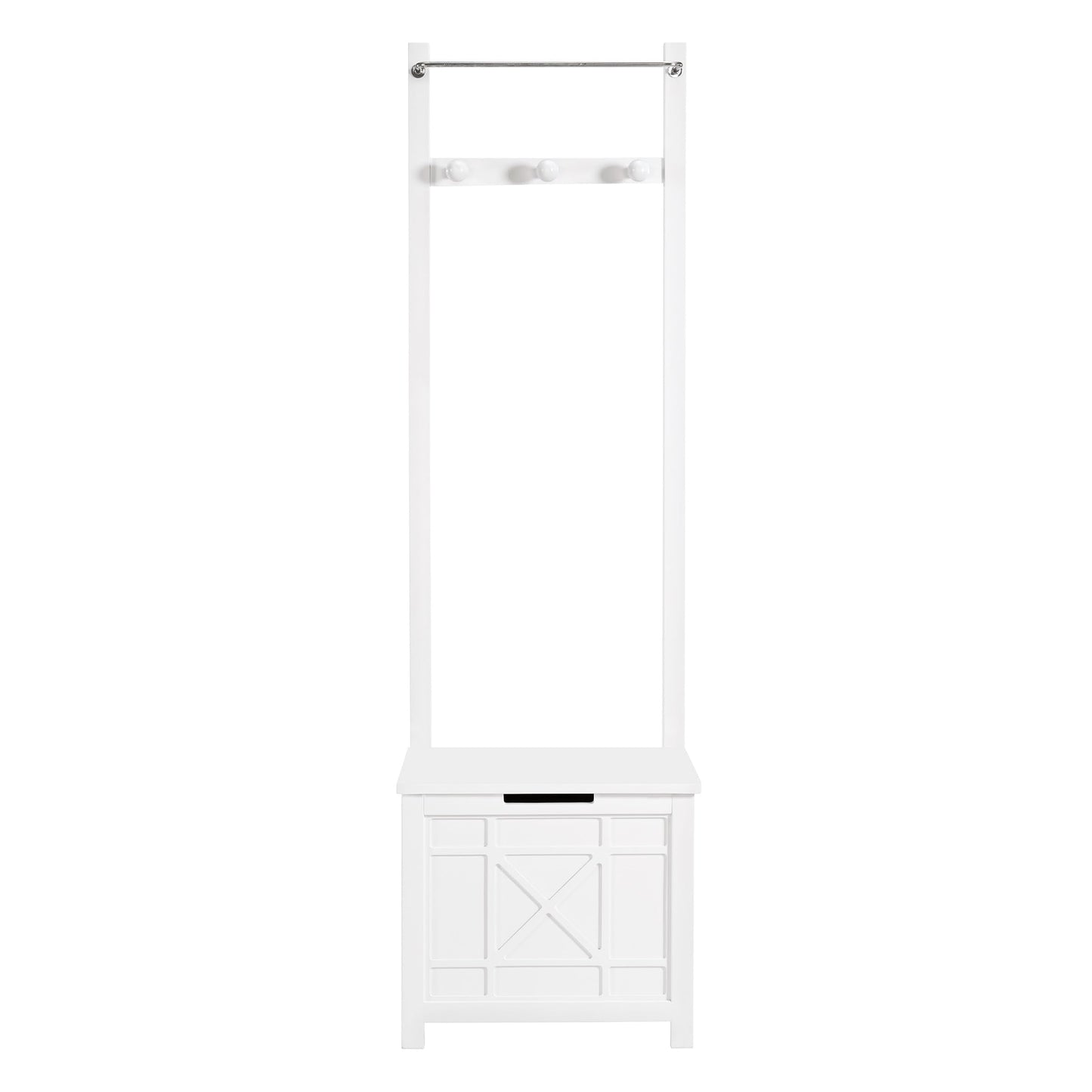 Derby Laundry Hamper with Seat & Towel Rack – Storage Stool for Entryway, Laundry Room, or Bathroom by Alaterre Furniture (White)