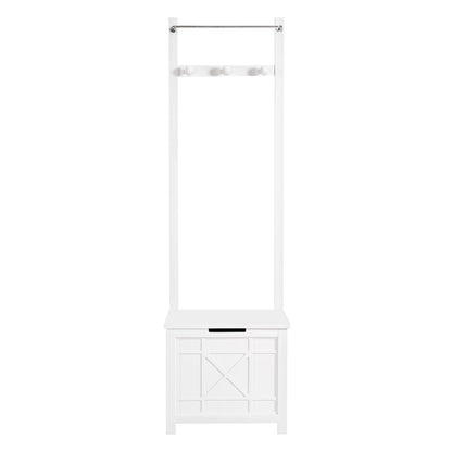 Derby Laundry Hamper with Seat & Towel Rack – Storage Stool for Entryway, Laundry Room, or Bathroom by Alaterre Furniture (White)
