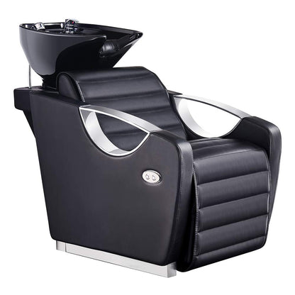 Dir Salon Shampoo Backwash Unit, Hair Salon Shampoo Station with Tilting Sink Victoria, Black