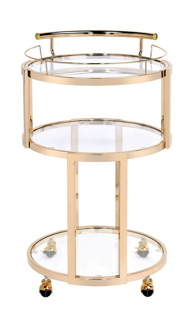 ACME Furniture Madelina cart, Gold & Clear Glass