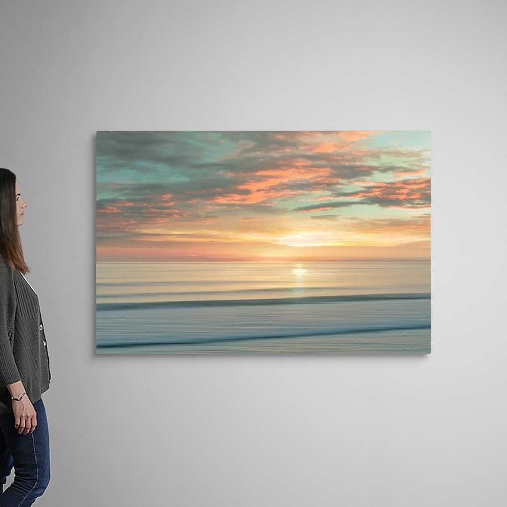 CANVAS ON DEMAND Beach Sunrise Canvas Wall Art Print by Alex Hanson, Contemporary, Home Decor, Ocean Artwork,60" x40in