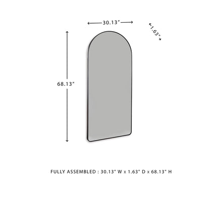 Signature Design by Ashley Sethall Casual Full Length Arched Floor Mirror with Thin Frame, Black
