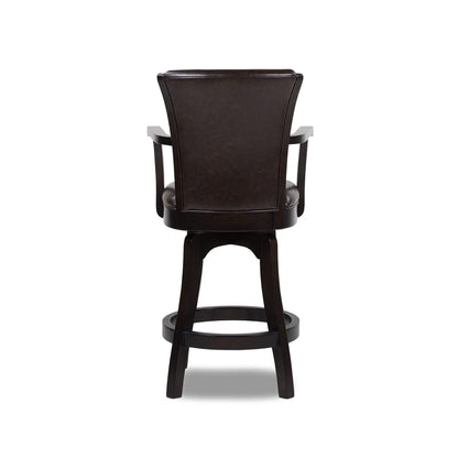 Jennifer Taylor Home Williams 27” Swivel Counter Height Bar Stool, Vintage Brown Faux Leather