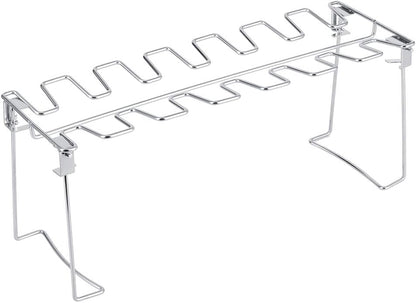 Zerodis 2 Pcs Chicken Leg Wing Grill Rack, 12 Slots Stainless Steel Barbecue Roaster Stand for Outdoor Cooking