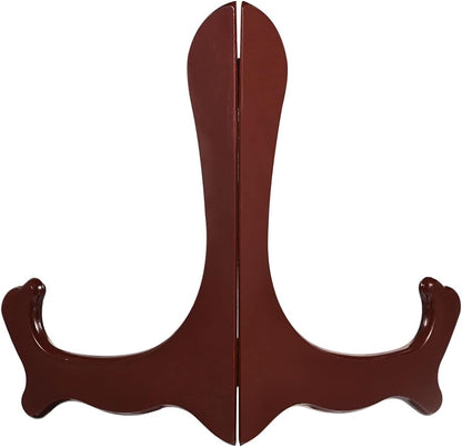 uxcell 2pcs 6.3" Easel Plate Holder, Wood-like Plastic Folding Display Stand, Brown for Decorative Picture Frame