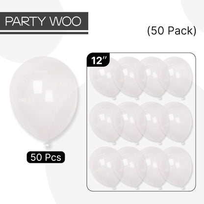 PartyWoo Clear Balloons - 50pcs 12 Inch Transparent Latex Helium Balloons for Celebrations