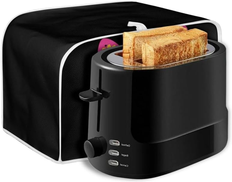 Toaster Cover 2 Slice, Sugar Skull Cat Black, Day of Dead Cartoon Cats, Washable Protective Cover with Hang Loop