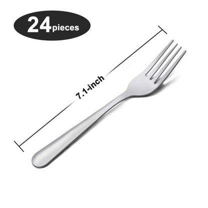 Unokit 24-Piece Stainless Steel Dinner Forks Silverware - 7.1 Inch Silver Dinner Forks Set of 24, Forks Set, Flatware Forks for Home, Kitchen or Restaurant, Mirror Polished, Dishwasher Safe