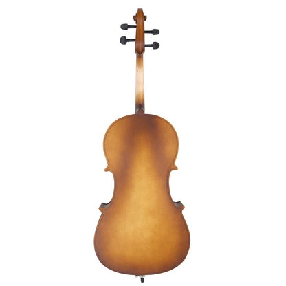 LYKOS 4/4 Acoustic Cello + Case + Bow + Rosin Wood Color Beautiful Varnish Finishing (Matte Golden)