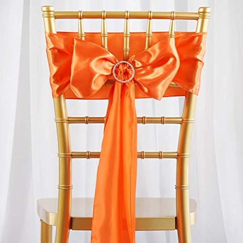 25pcs 6 x106 TABLECLOTHSFACTORY Orange Satin Chair Sashes Tie Bows Catering Wedding Party Decorations