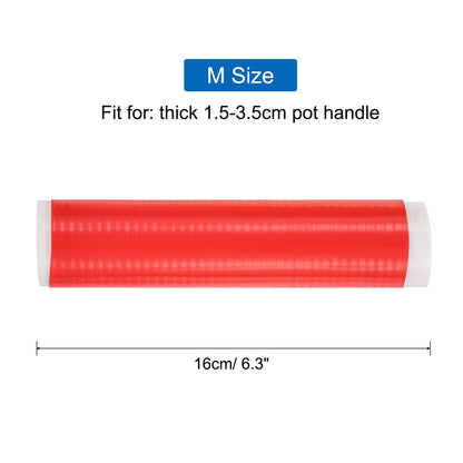 uxcell 3 Pcs Silicone Pan Handle Sleeve, Heat Resistant Potholder Pot Holders Cover Sleeve for Frying Pan Handle Spatulas, Red (M)
