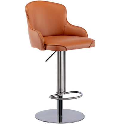 CozyRain Bar Stools Adjustable Stainless Steel Swivel Barstool with Back and Footrest,Modern Leather Upholstered Bar Chairs for Home,Kitchen,Bar, Counter Brown/Grey (Brown)