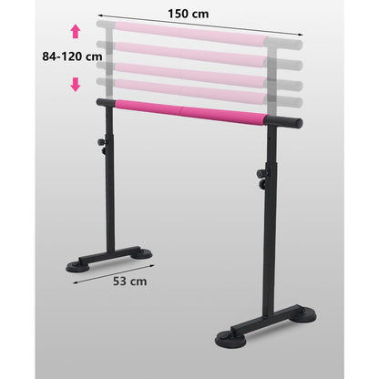 PAHION Ballet Barre Freestanding Portable Ballet Bar Length 1.5m Height Adjustable Yoga Dance Stretching Sticks Professional Mobile Ballet Pole with Slip-Resistant Rubber Feet